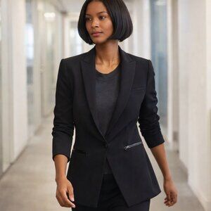 Veronica Beard Iconic Scuba Dickey Jacket Blazer Women Pockets Black Work 8